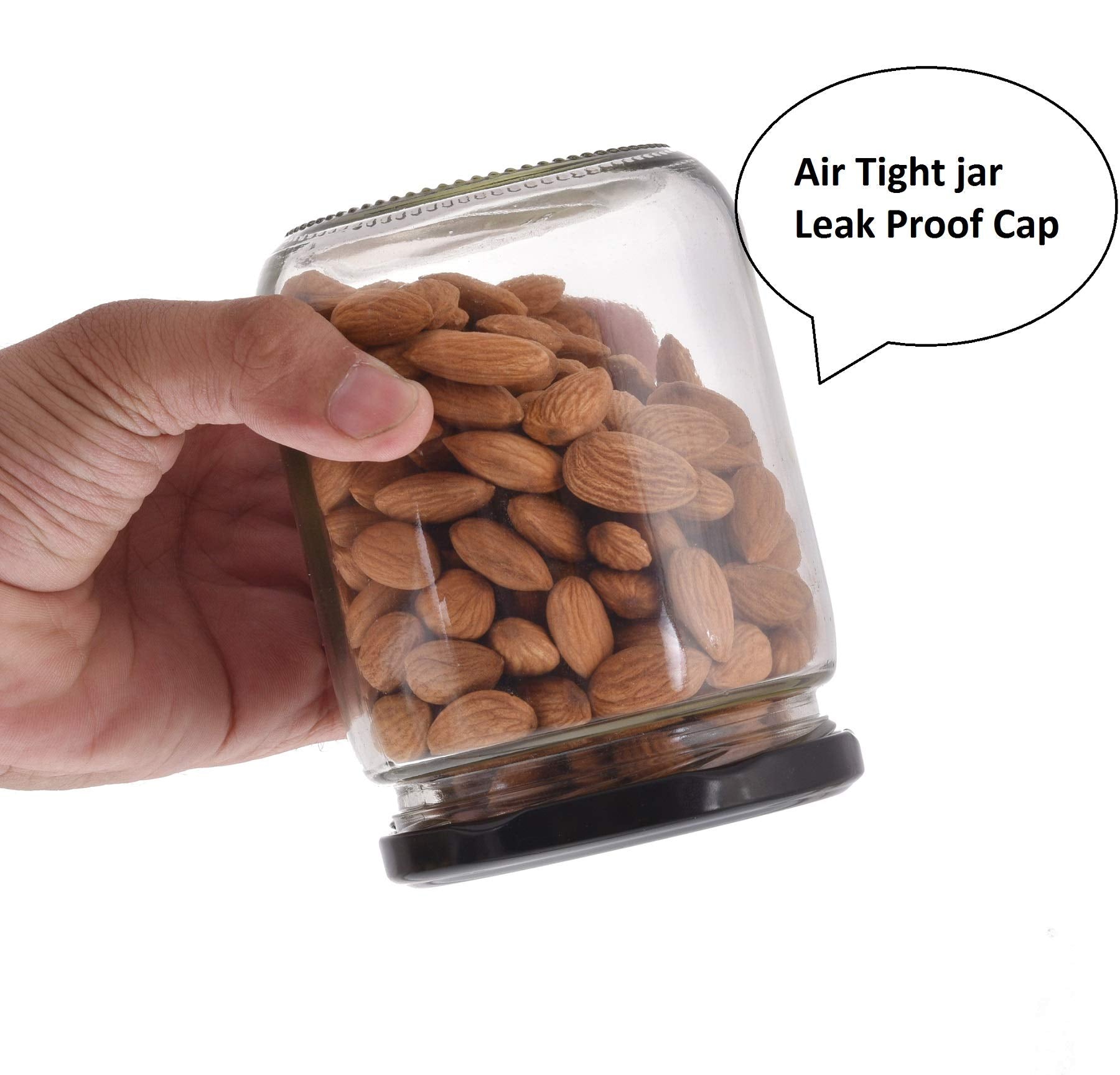 Machak Kitchen Storage Glass Jar For Kitchen With Air Tight Black Cap, 500Ml, Clear (8)